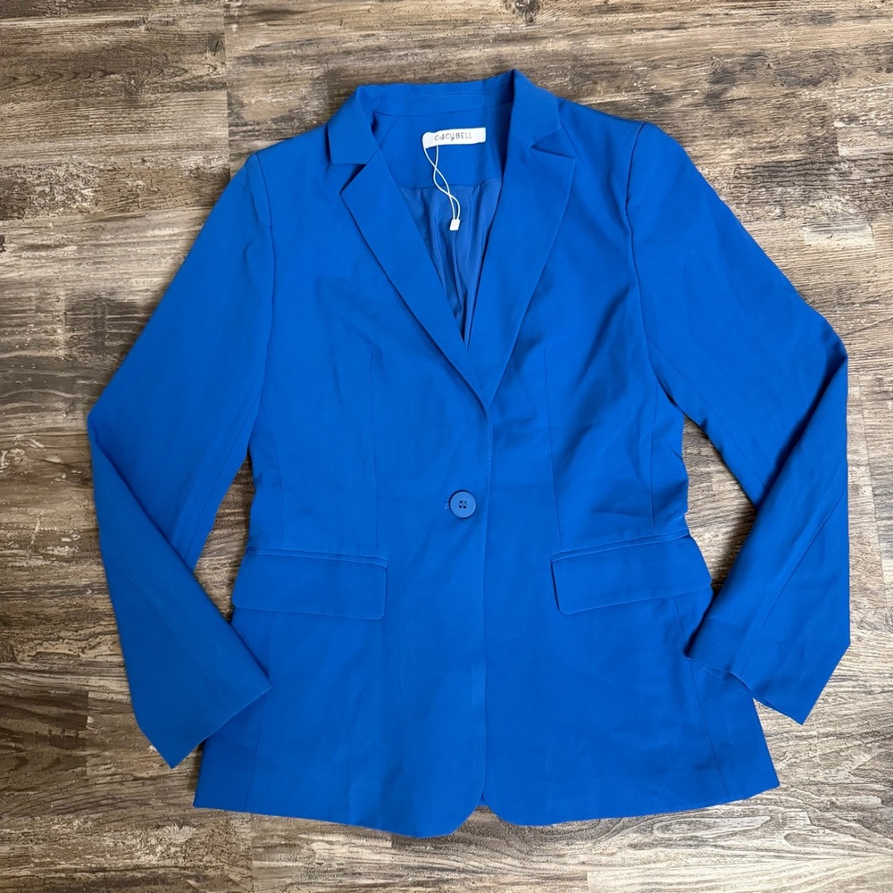 Cacy Bell Women’s Royal Blue One Button Blazer Size S